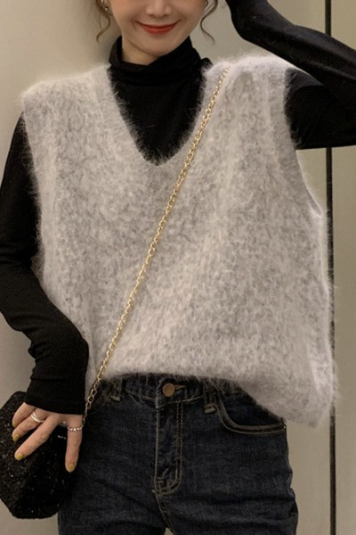 Vabaaja naiste vest ilma kinnituseta V-kaelusega