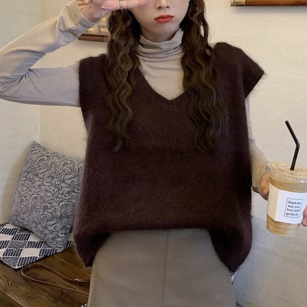 Vabaaja naiste vest ilma kinnituseta V-kaelusega