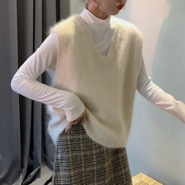 Vabaaja naiste vest ilma kinnituseta V-kaelusega