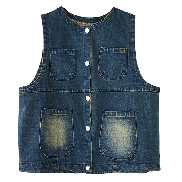 Moodne naiste vest ümmarguse kaelusega sinise ja musta värviga