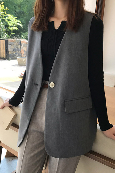 Υφασμάτινο γιλέκο άνοιξη-φθινόπωρο με κουμπί