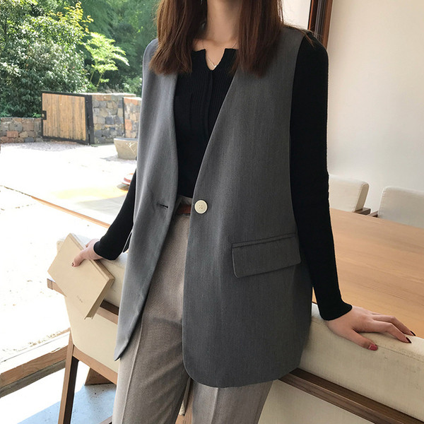 Υφασμάτινο γιλέκο άνοιξη-φθινόπωρο με κουμπί