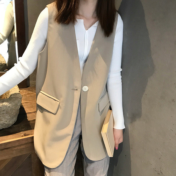 Υφασμάτινο γιλέκο άνοιξη-φθινόπωρο με κουμπί