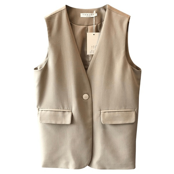 Υφασμάτινο γιλέκο άνοιξη-φθινόπωρο με κουμπί