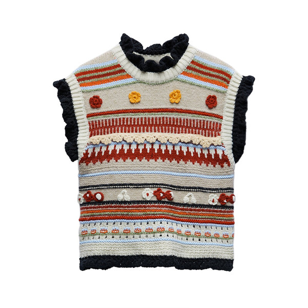 Naiste madala krae ja 3D elementidega kootud vest