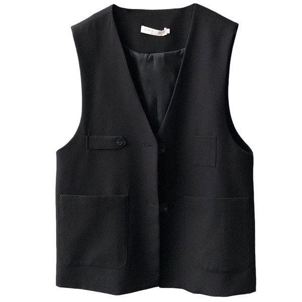 Lai nööpide ja taskutega tekstiilist vest