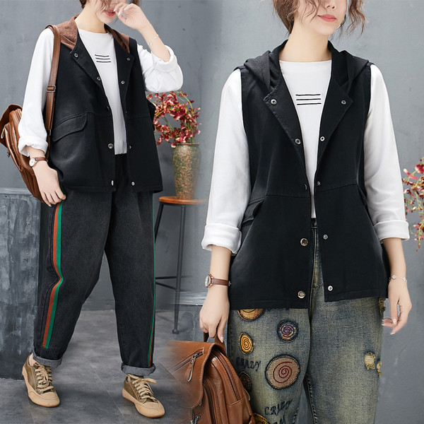 Moodne naiste kapuutsiga teksavest - sobib sügiseks