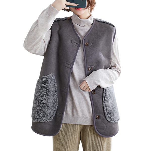 Γυναικείο γιλέκο νέο μοντέλο με τσέπες και μαλακή επένδυση