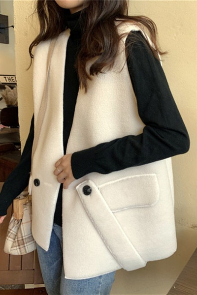 Pehme naiste vesti lai V-kaelusega mudel