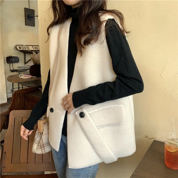 Pehme naiste vesti lai V-kaelusega mudel