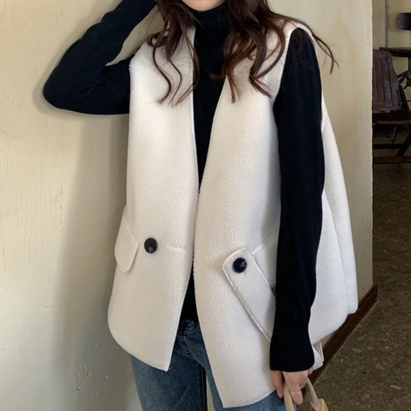 Pehme naiste vesti lai V-kaelusega mudel