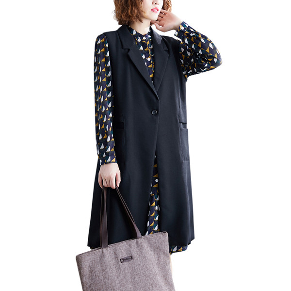 Uus mudel naiste pikk vest, must