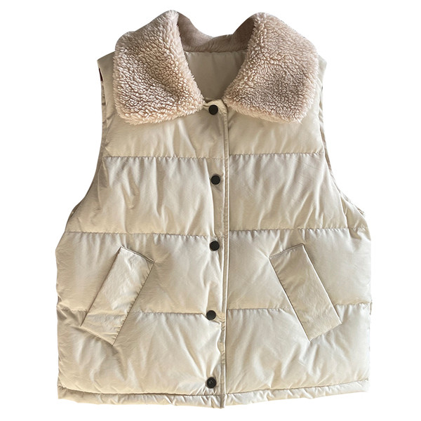 Sügis-talvine vest nööpide ja sulekraega