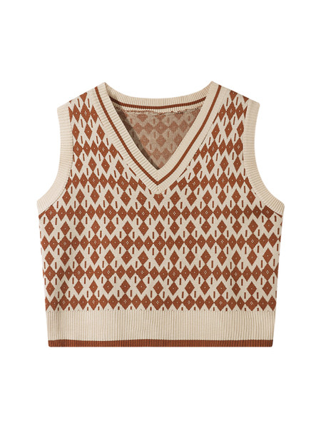 V-kaelusega ja lillemustriga kootud naiste vest