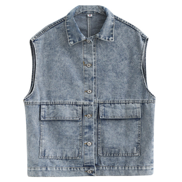 Naiste vabaaja siniste taskutega teksavest