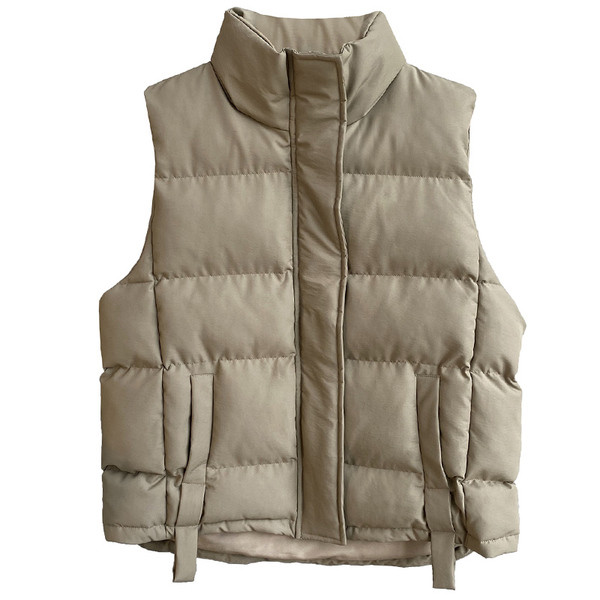 Platus moteriškos žieminės liemenės modelis