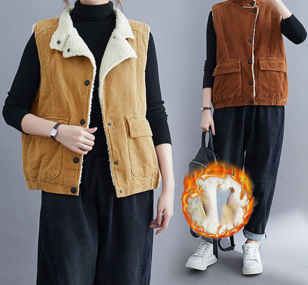 Γυναικείο γιλέκο με τσέπες και κουμπιά