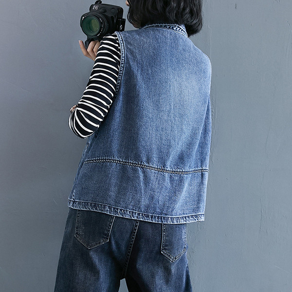 Sinist värvi vabaaja naiste teksavest kaelusega