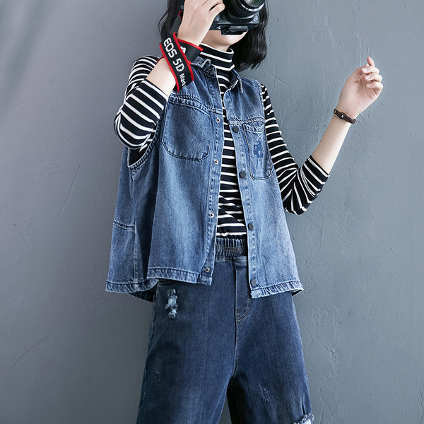 Sinist värvi vabaaja naiste teksavest kaelusega