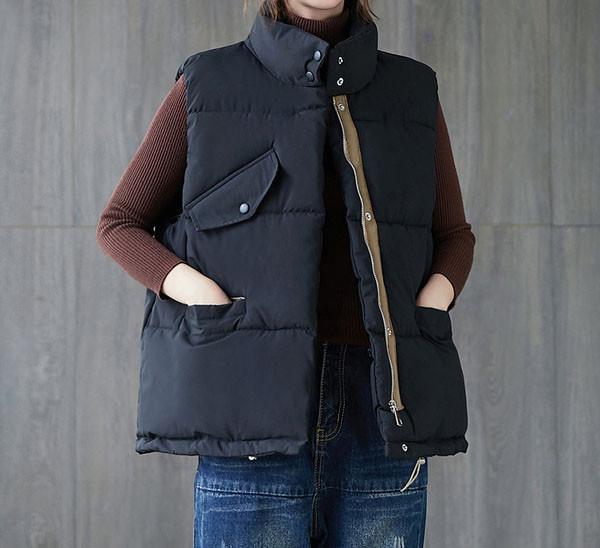 Ženski zimski prsluk s visokim ovratnikom