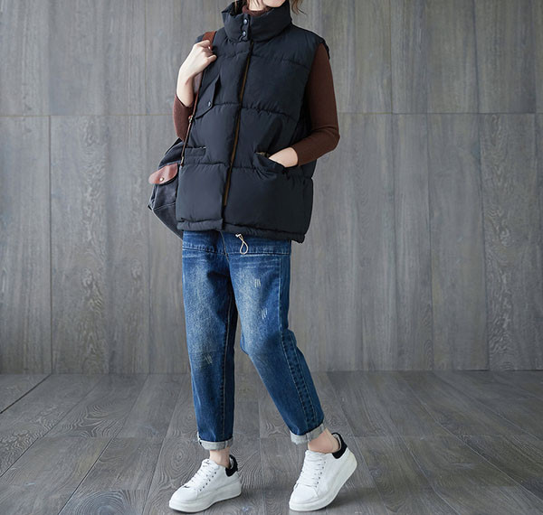 Ženski zimski prsluk s visokim ovratnikom