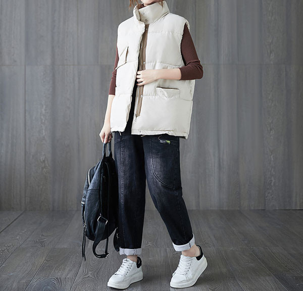 Ženski zimski prsluk s visokim ovratnikom