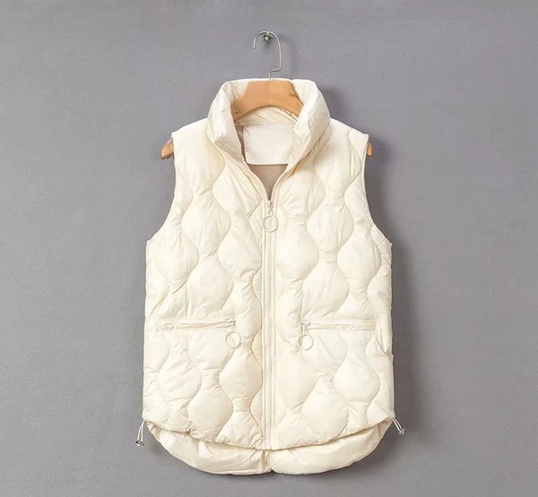 Γυναικείο μοντέρνο γιλέκο ίσιο μοντέλο με φερμουάρ και κορδόνια