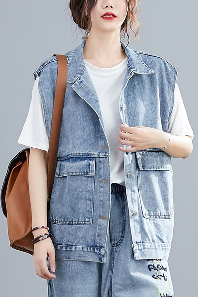 Naiste vabaaja vest sinisest teksasest