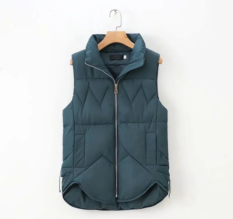 Moteriška žieminė liemenė su kaklaraiščiais ir užtrauktuku