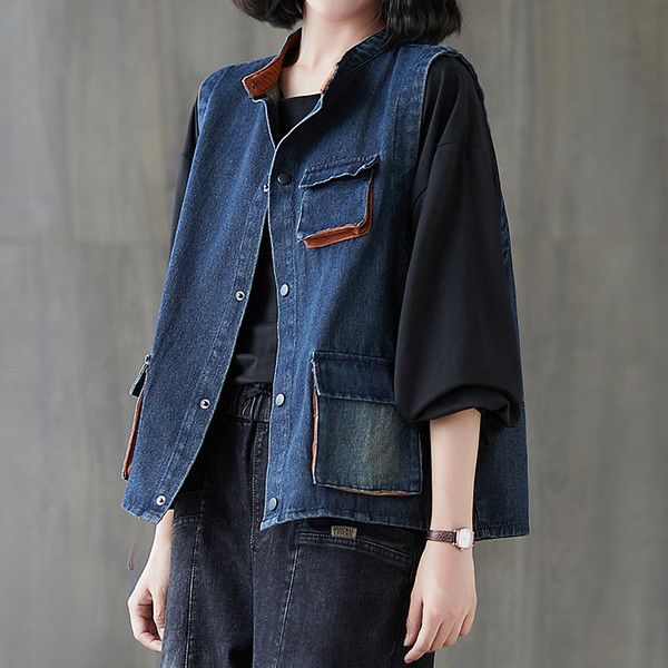 Taskute ja nööpidega vabaaja teksavest