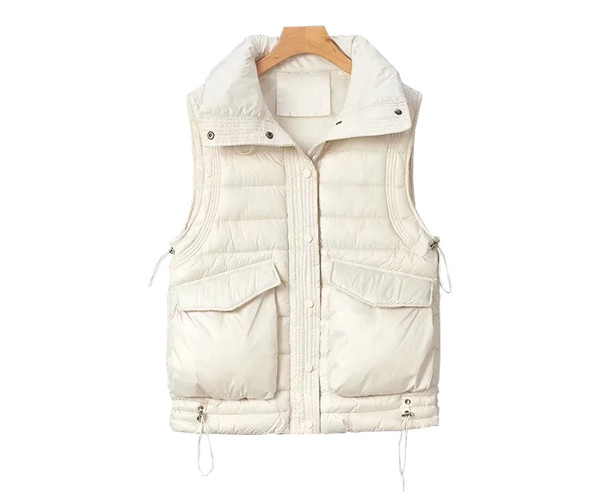 Rudens-žiemos liemenė su sagomis ir kaklaraiščiais moterims