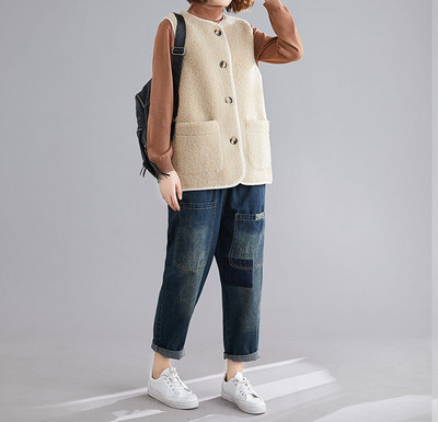 Naiste talvine sulevest nööpide ja taskutega