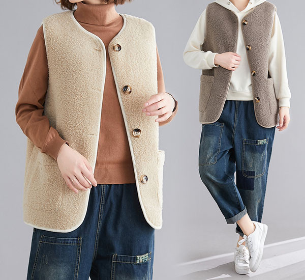 Naiste talvine sulevest nööpide ja taskutega