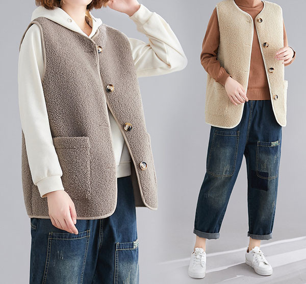 Naiste talvine sulevest nööpide ja taskutega