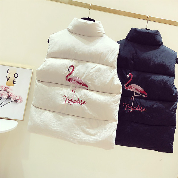 Uue mudeli kõrge krae ja flamingo tikandiga naiste vest