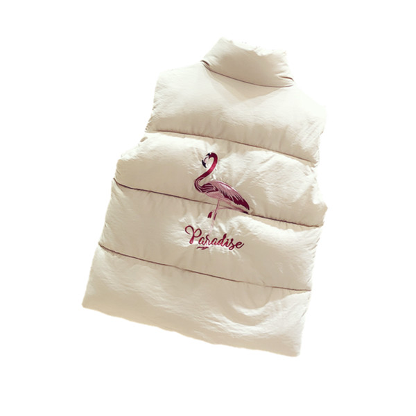 Uue mudeli kõrge krae ja flamingo tikandiga naiste vest