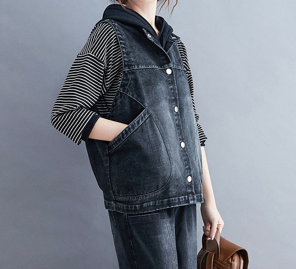 Naiste vabaaja teksavest nööpidega