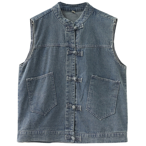 Naiste retrostiilis teksavest taskutega