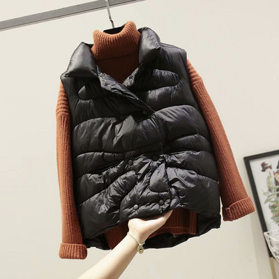 Γυναικείο χειμερινό γιλέκο με υψηλό γιακά μοντέλο