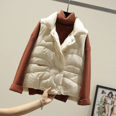 Γυναικείο χειμερινό γιλέκο με υψηλό γιακά μοντέλο