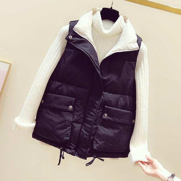 Jesensko-zimski ženski prsluk s velikim džepovima