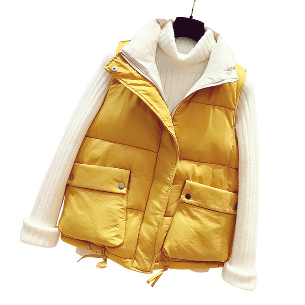 Jesensko-zimski ženski prsluk s velikim džepovima