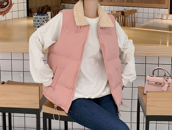 Γυναικείο casual γιλέκο με γούνα και τσέπες