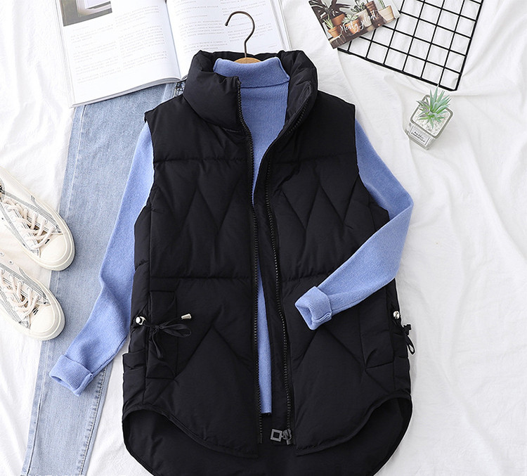 naiste asümmeetriline vest luku ja kõrge kraega