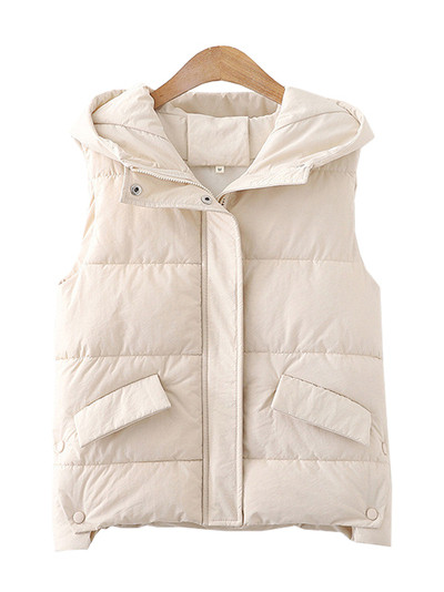 Moteriška asimetrinė liemenė su gobtuvu