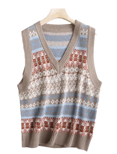 Γυναικείο γιλέκο πλεκτό με ντεκολτέ 