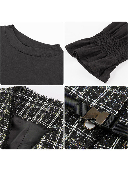 Ruuduline naiste pikk taskutega vest