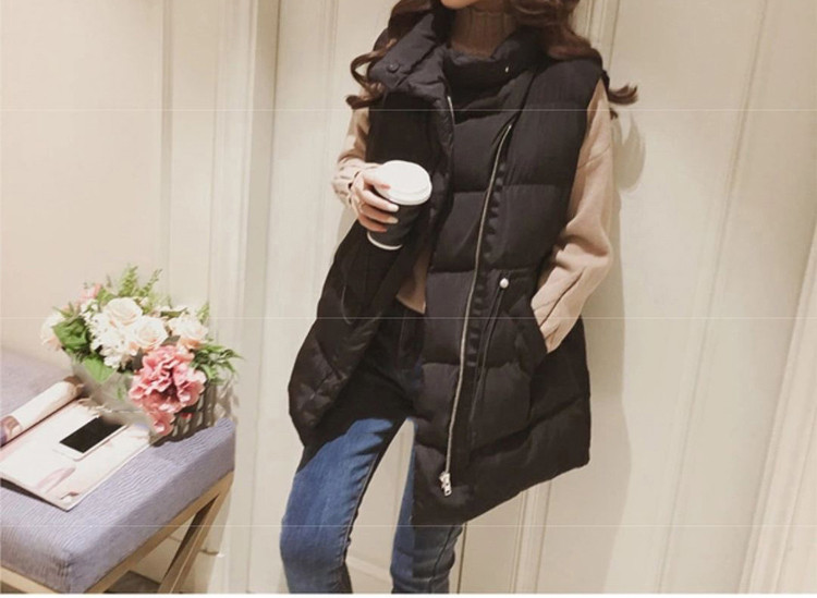 Naiste vabaajavest kõrge krae ja elastse vöökohaga