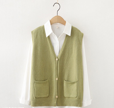 Νέο μοντέλο γυναικείο πλεκτό πουλόβερ με βαθιά λαιμόκοψη και τσέπες