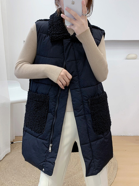 Novi model dugog ženskog prsluka sa klasičnom kragnom i džepovima